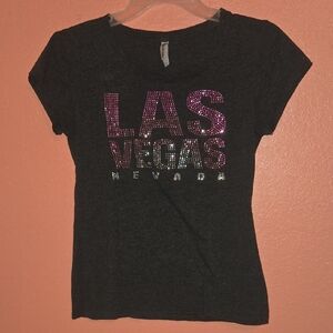 Reserved Black Tee with Pink and Silver Las Vegas Design